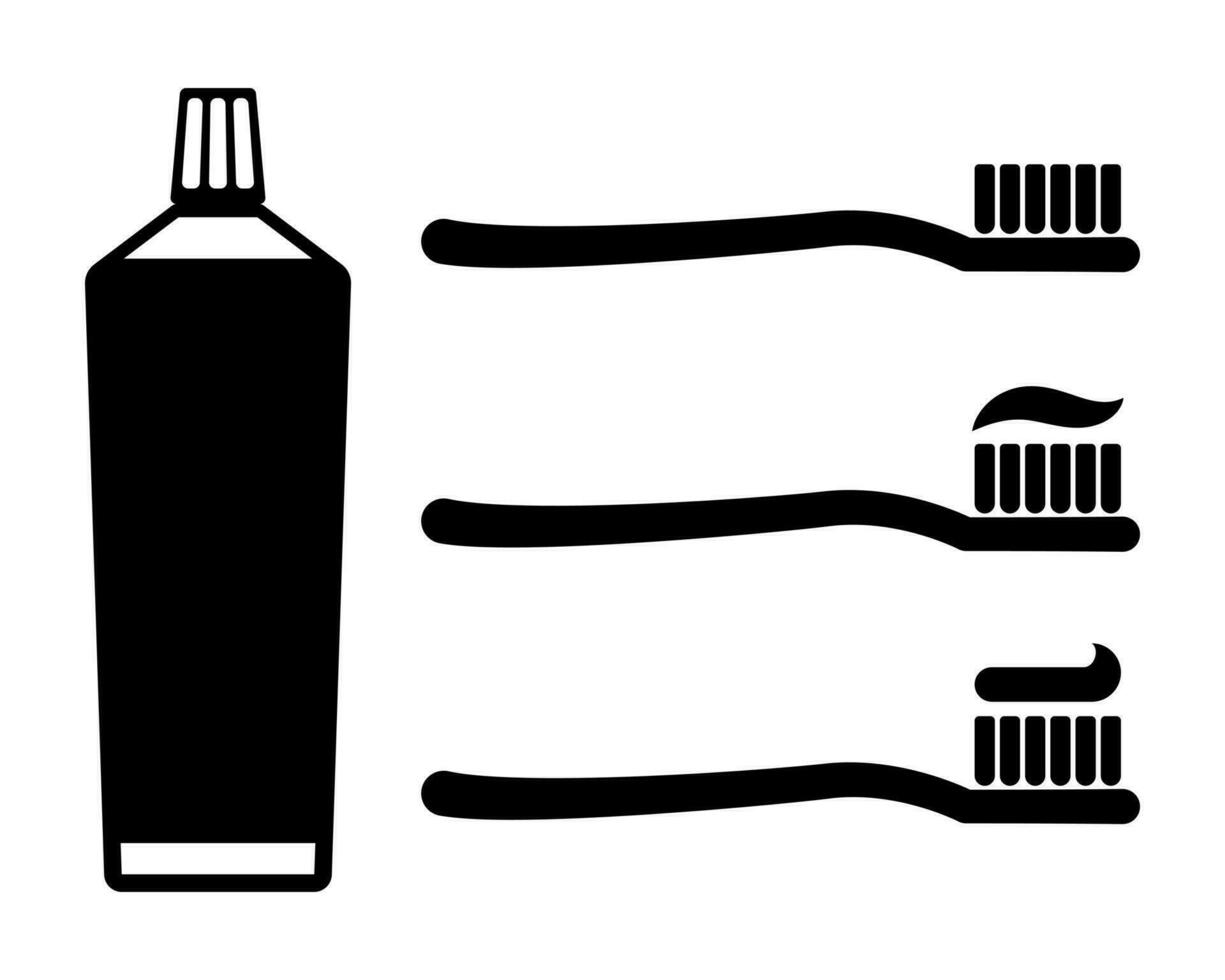 cepillo de dientes y pasta dental icono, vector símbolo.