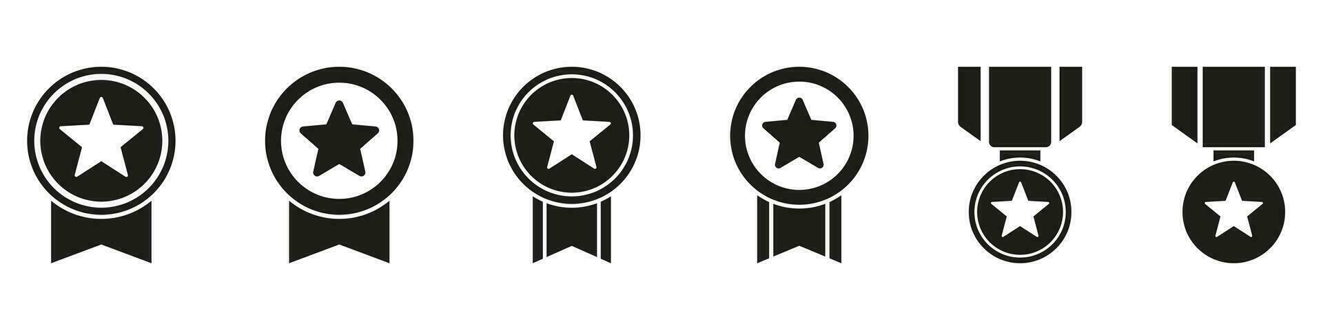 Medal icon. Achieve vector icon. Award illustration sign. Achievement symbol. Ribbon Badge vector illustration.