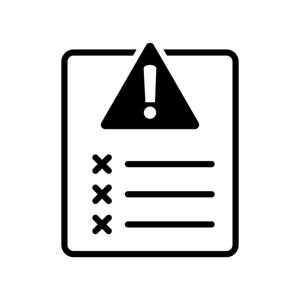 Error report icon, failed test vector icon.