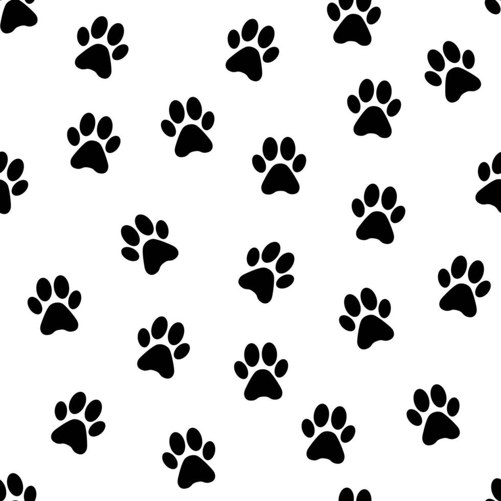 Seamless pattern with cat or dog, kitten or puppy footprints. vector