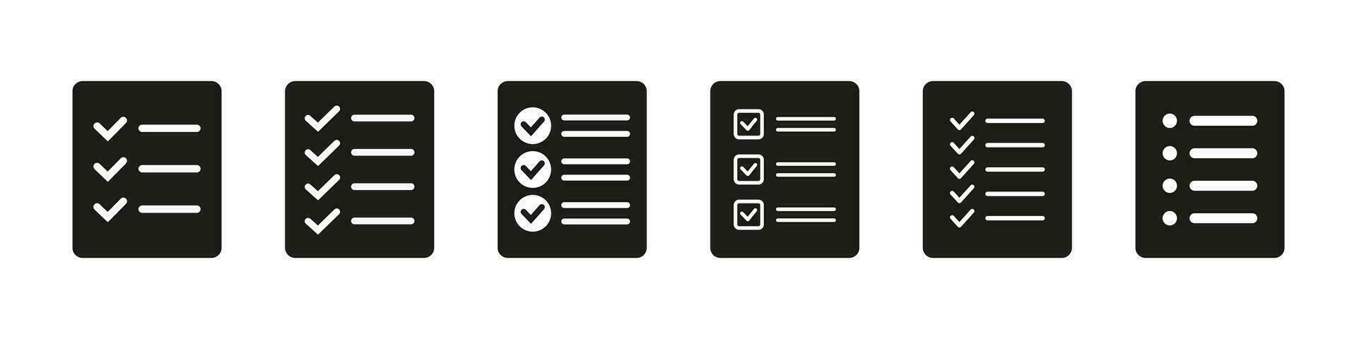 List icon, Menu symbol, Checklist icon solid style, glyph flat icon. Vector design element.
