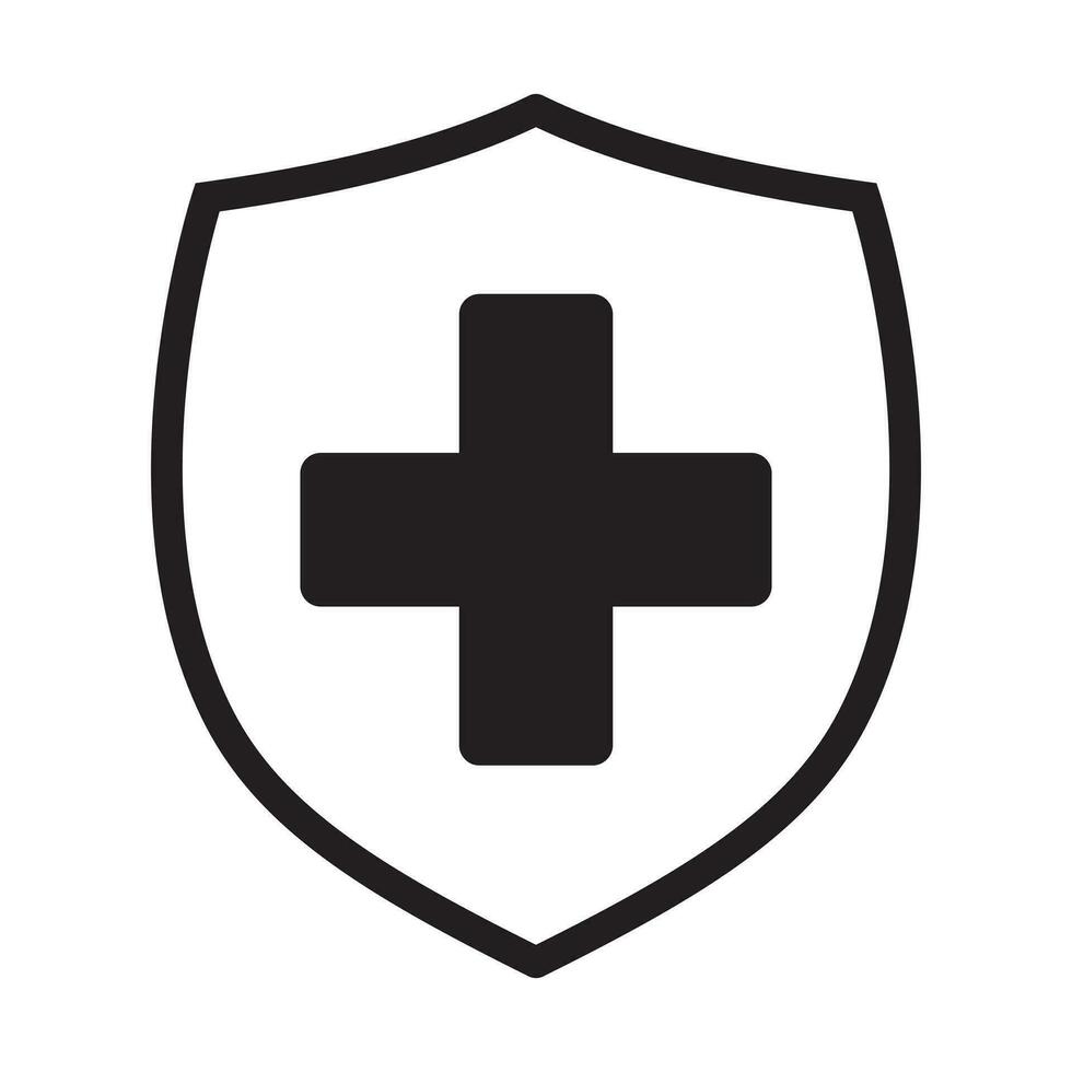 Immune system icon. Medical cross in the shield. Vector isolated.