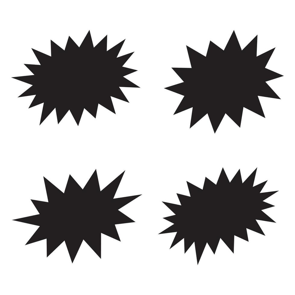 Black bursting star shapes. Set of comic splash, explosion, burst, bang, blast, shine, star vector for sale labels, stickers.