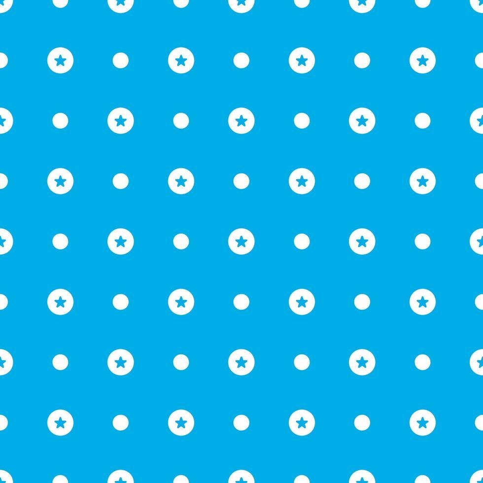 Polka dot seamless pattern,  light blue polka dot with stars vector background.