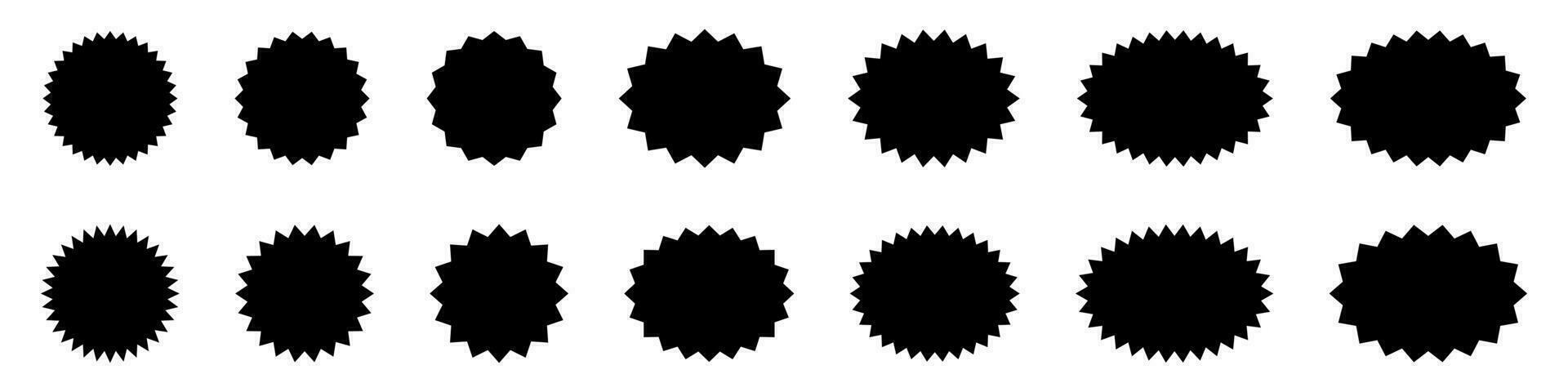 Set of starburst, sunburst badges. Design elements - best for sale sticker, price tag, quality mark. Flat vector illustration isolated on white background.