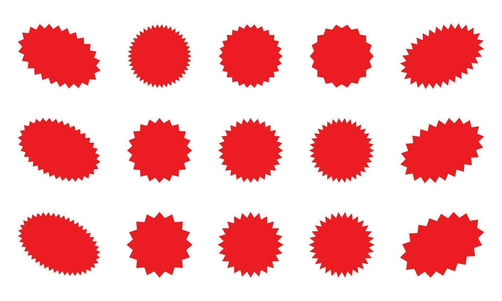 Set of red starburst, sunburst badges. Design elements - best for sale sticker, price tag, quality mark. Flat vector illustration isolated on white background.