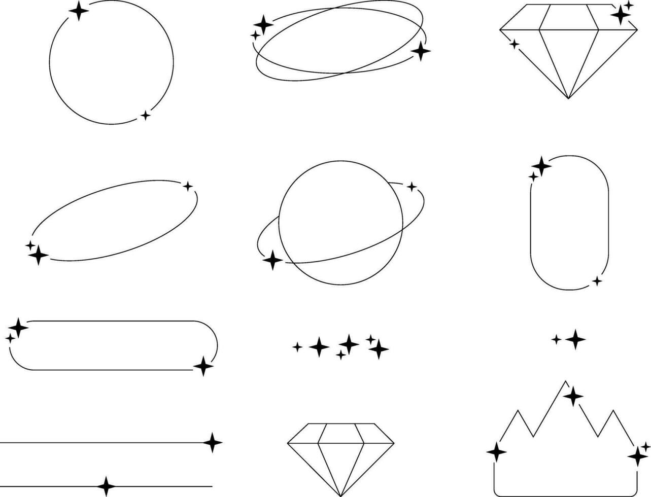 minimalista lineal marcos y elementos con estrellas, vector. vector