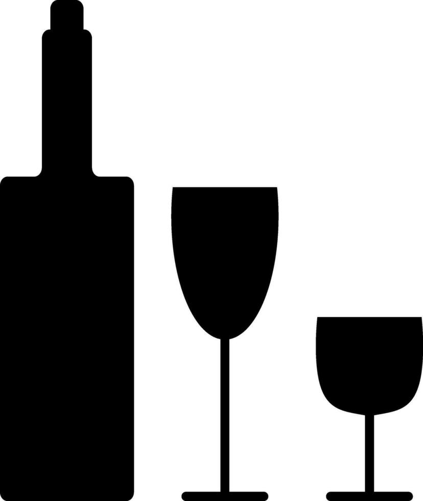 Wine, bottle and glasses, icon vector. vector