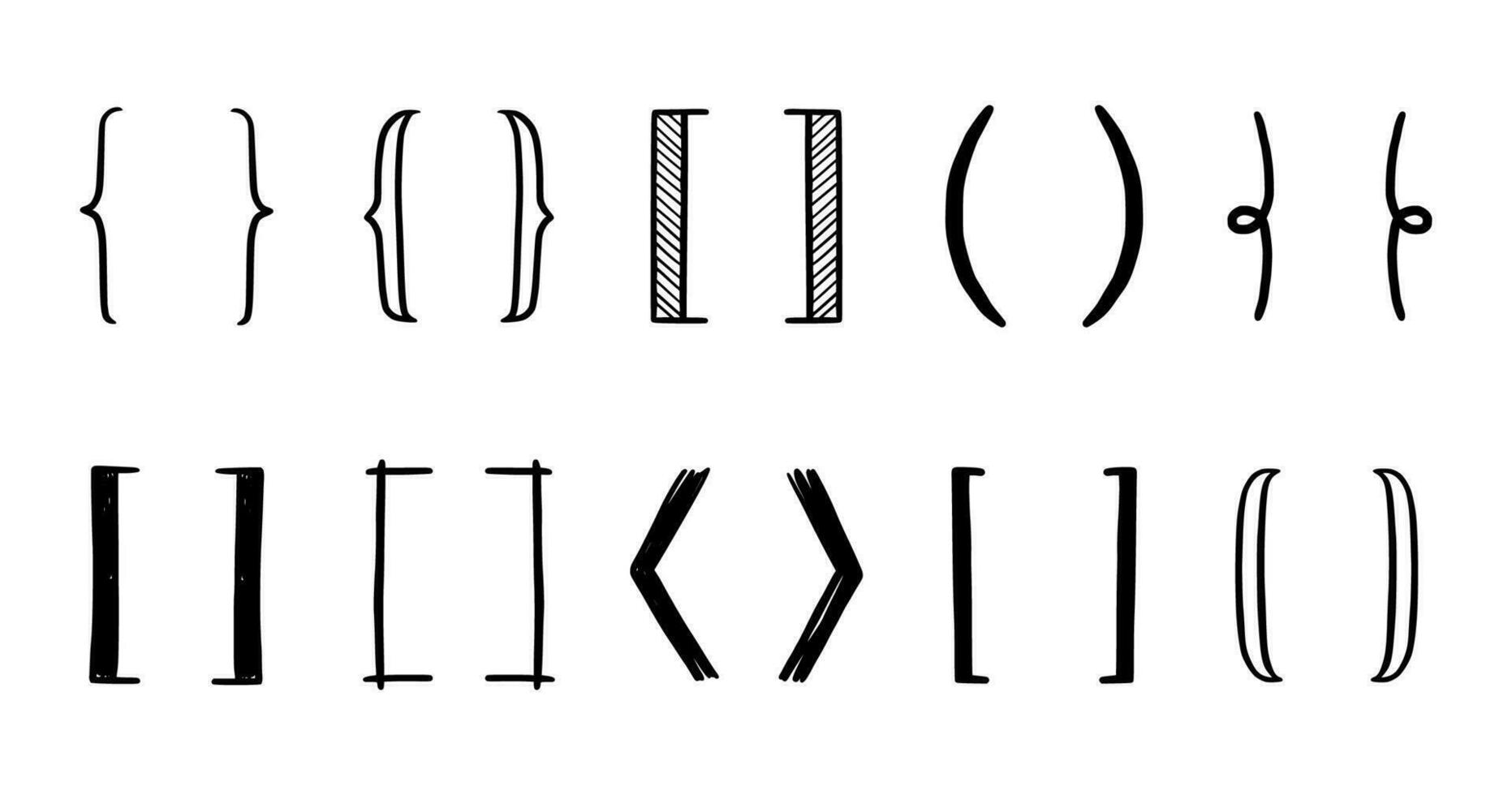 Hand drawn bracket, parenthesis element. Doodle sketch bracket vector