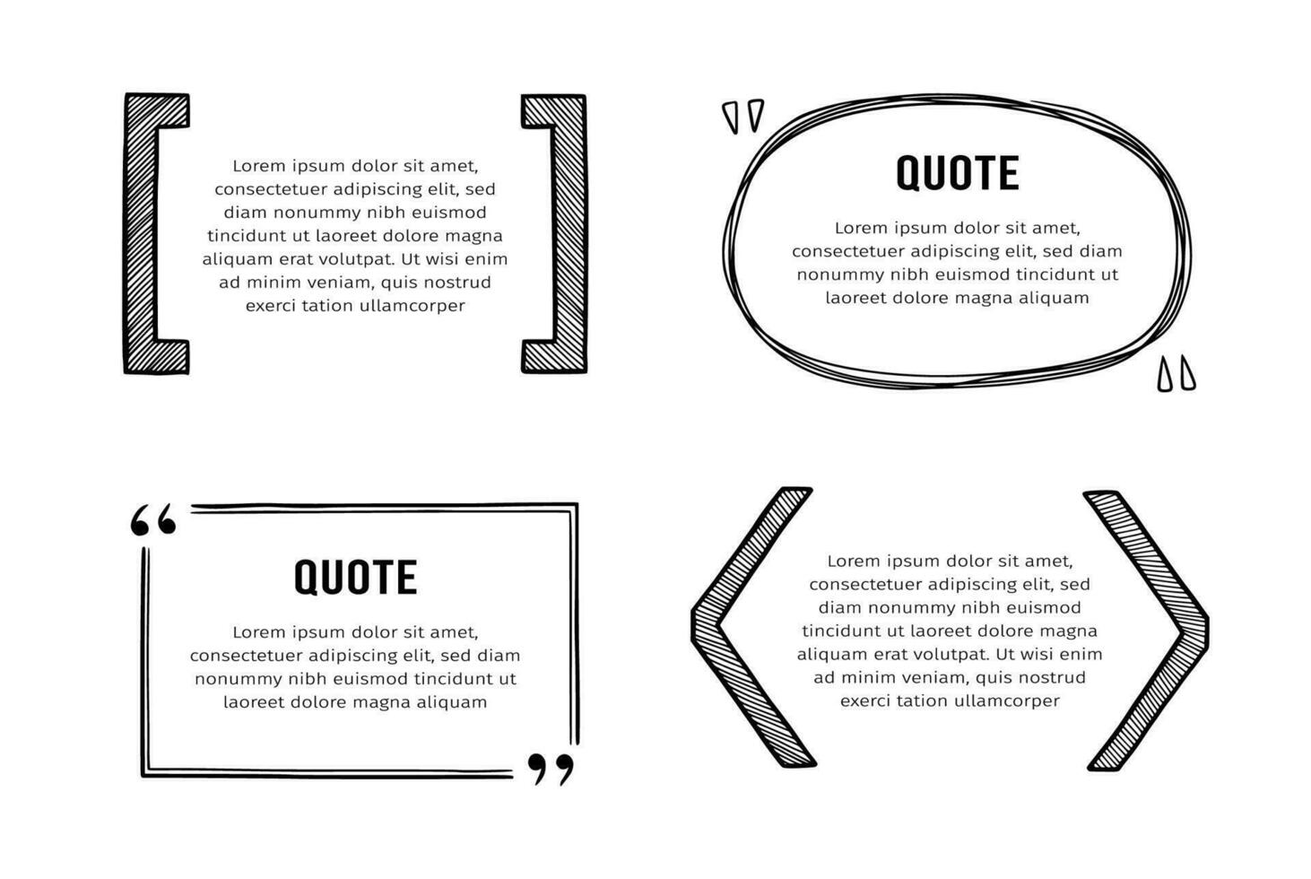 Quote box sketch, text frame set vector
