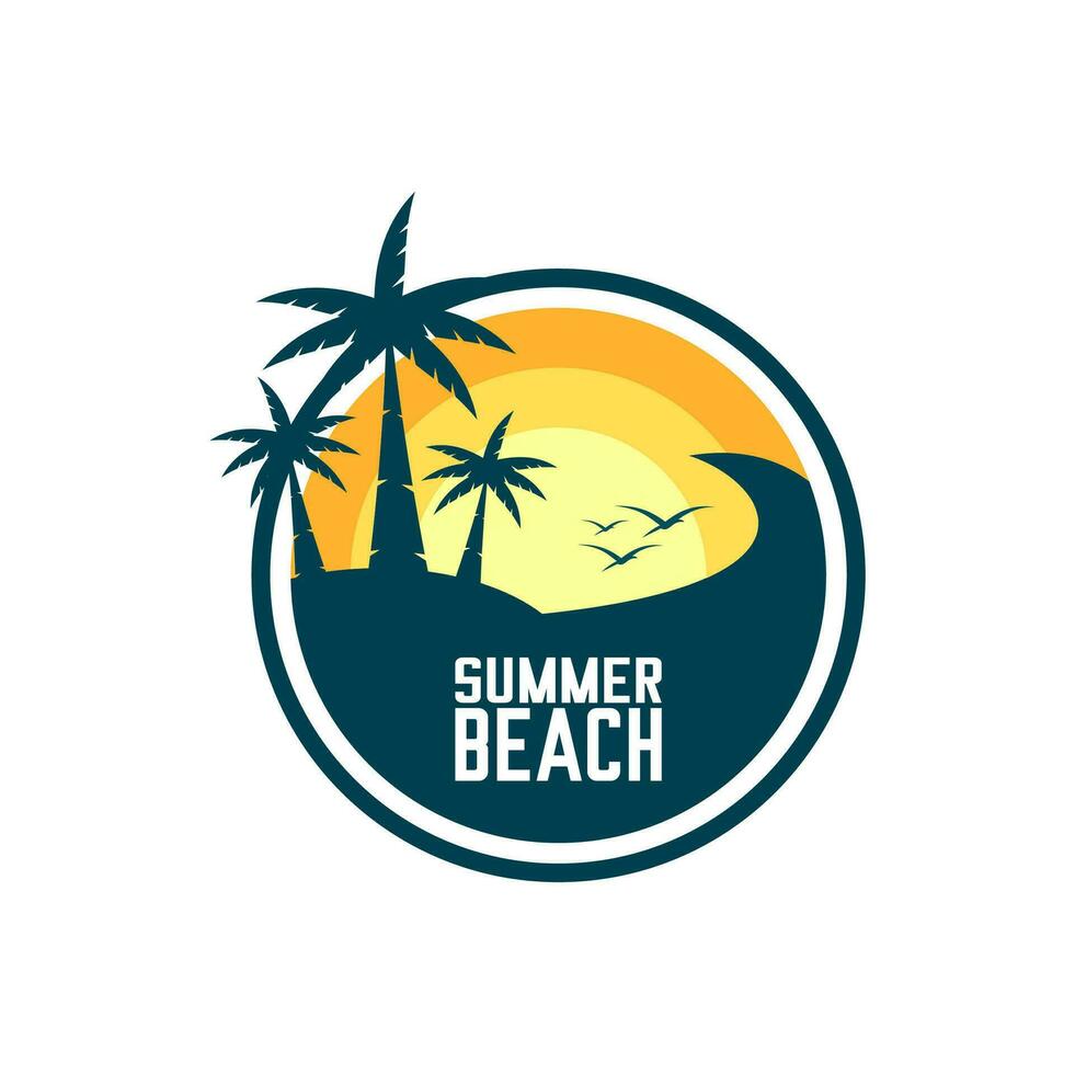 vector design of a beach scene, saying summer