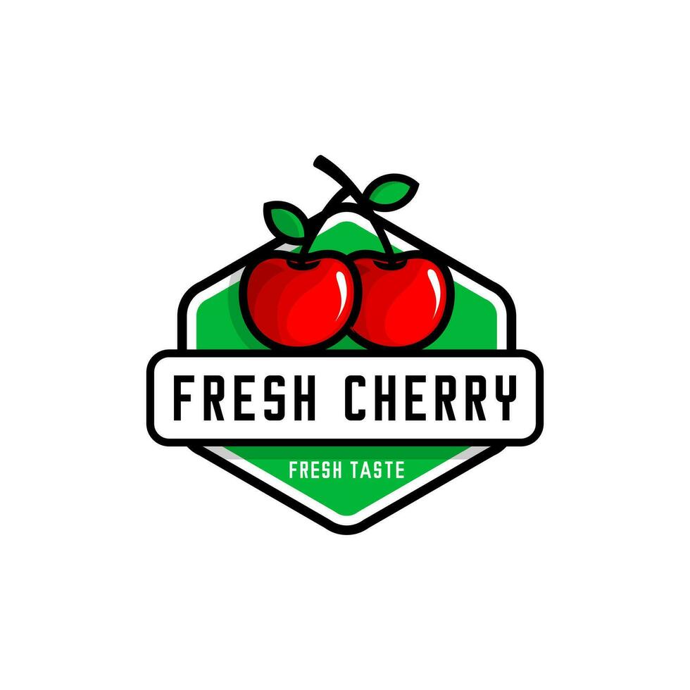 red cherry logo illustration vector