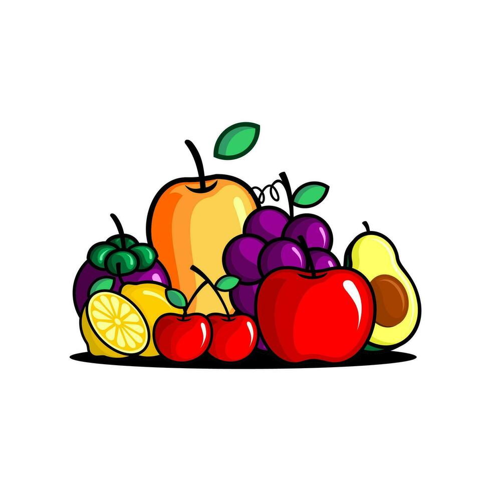 Fresco Fruta logo ilustración vector