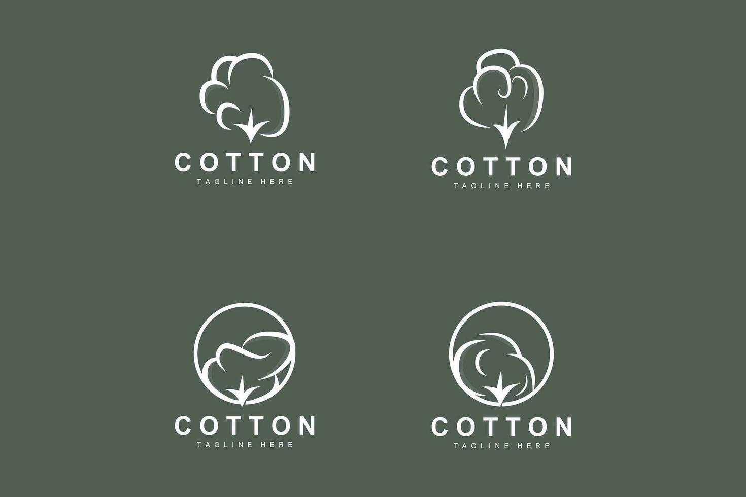 Cotton Logo, Soft Cotton Flower Design Vector Natural Organic Plants Apparel Materials And Beauty Textiles