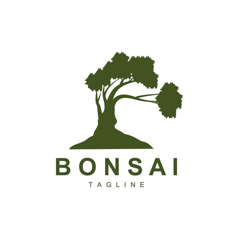 bonsai árbol logo. sencillo minimalista silueta diseño, planta vector, icono ilustración elemento vector