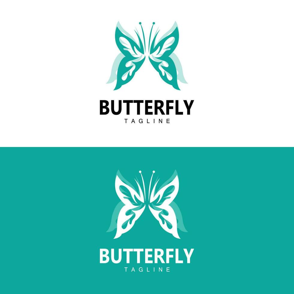 logotipo de mariposa, diseño animal con hermosas alas, animales decorativos, marcas de productos vector