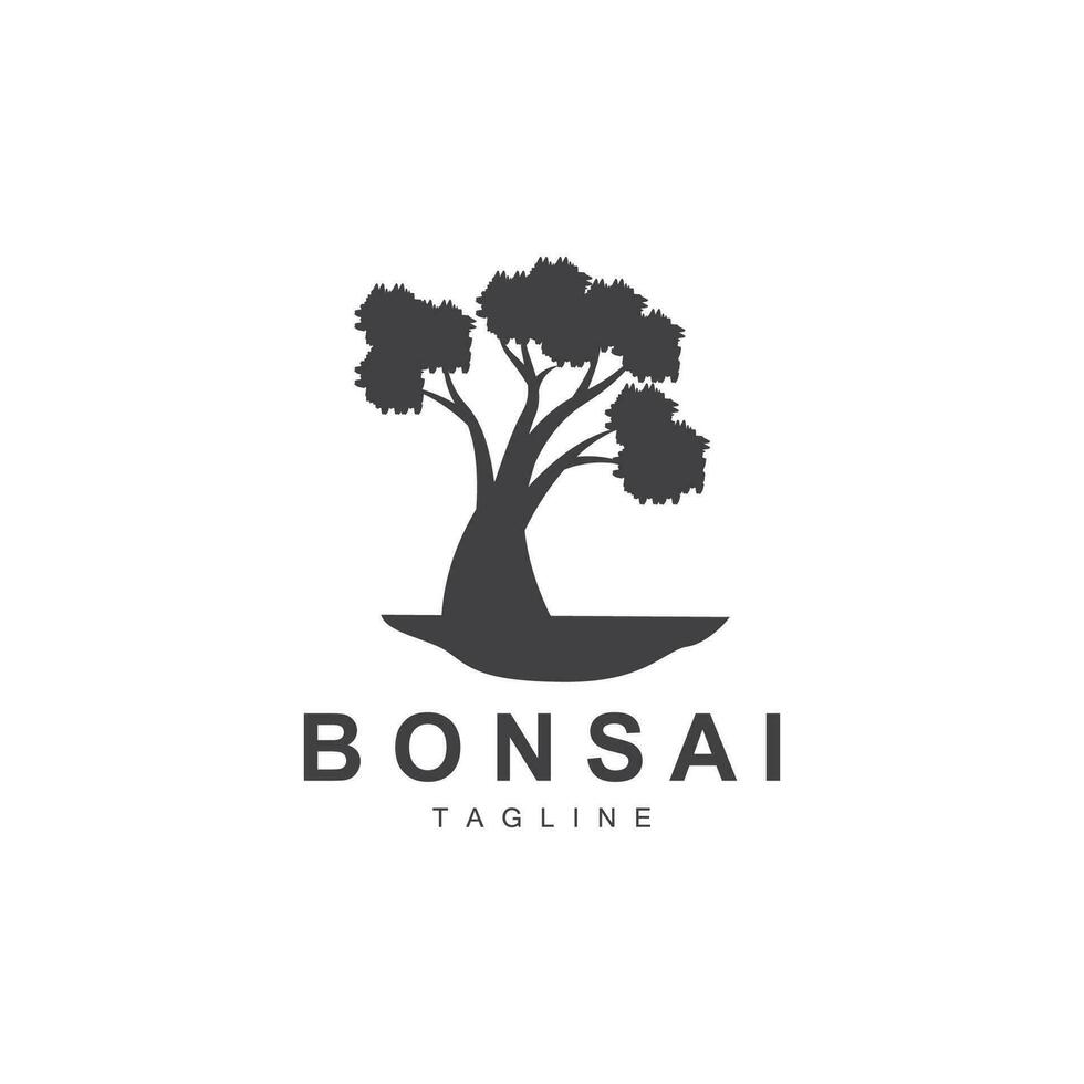 bonsai árbol logo. sencillo minimalista silueta diseño, planta vector, icono ilustración elemento vector