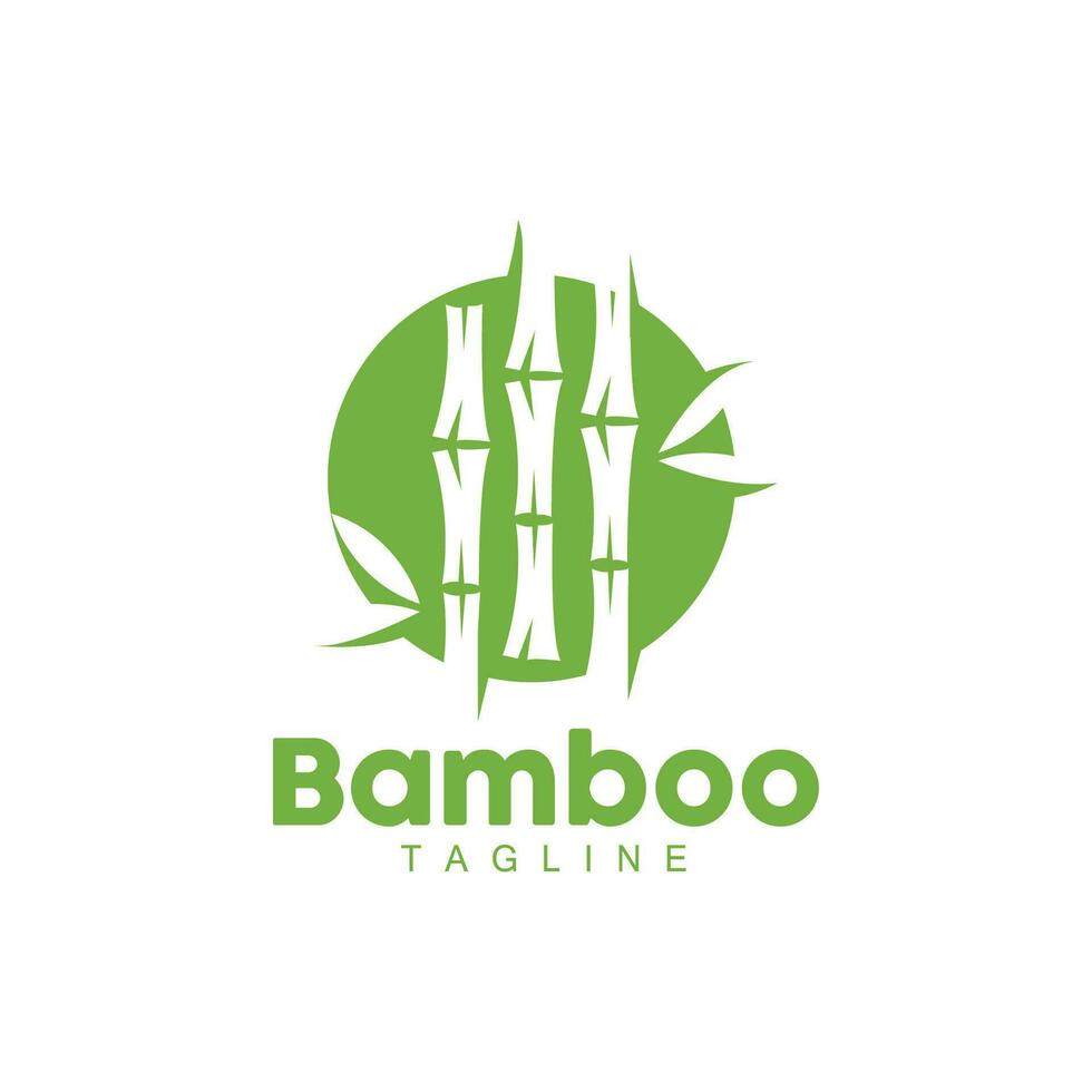 Bamboo Logo, Panda Food Green Plant Vector, Simple Minimalist Design, Illustration Element Template vector