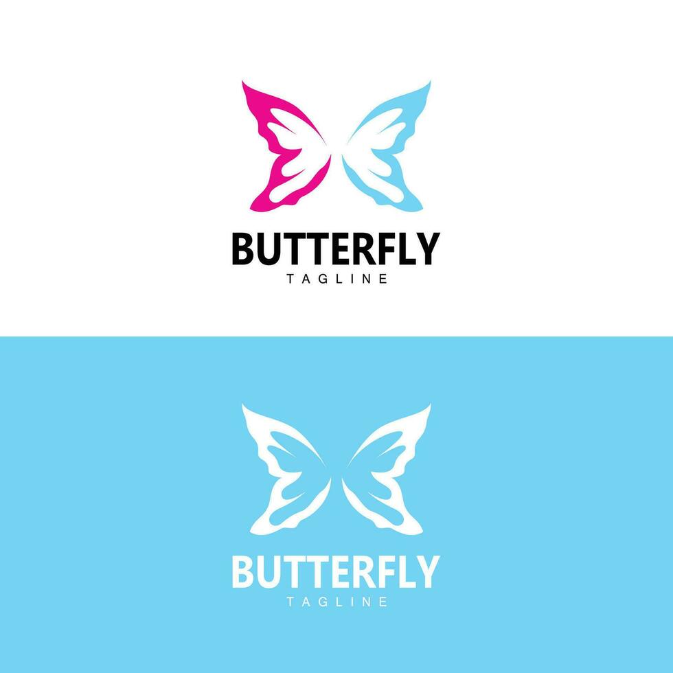 logotipo de mariposa, diseño animal con hermosas alas, animales decorativos, marcas de productos vector