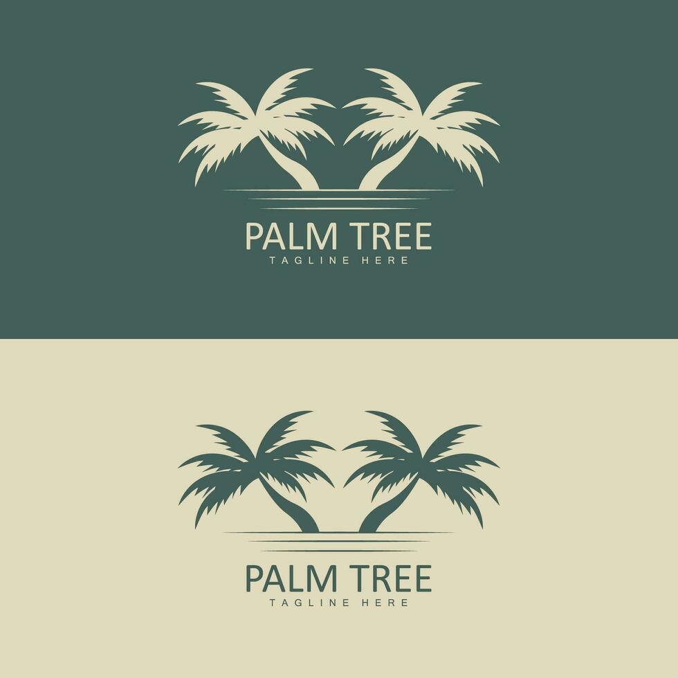 Coconut Tree Logo, Palm Tree Sunset Beach Vector, Elegant Minimalist Simple Design, Symbol Template Icon vector