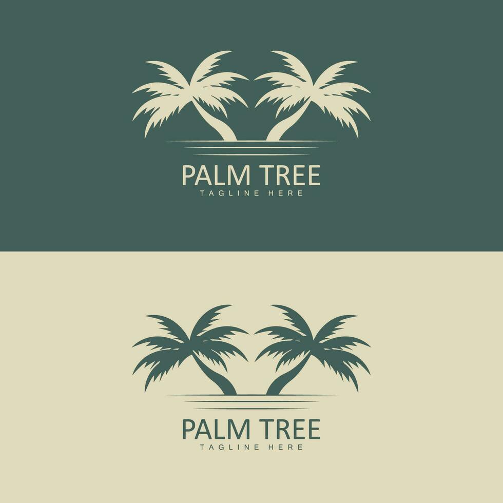 Coconut Tree Logo, Palm Tree Sunset Beach Vector, Elegant Minimalist Simple Design, Symbol Template Icon vector