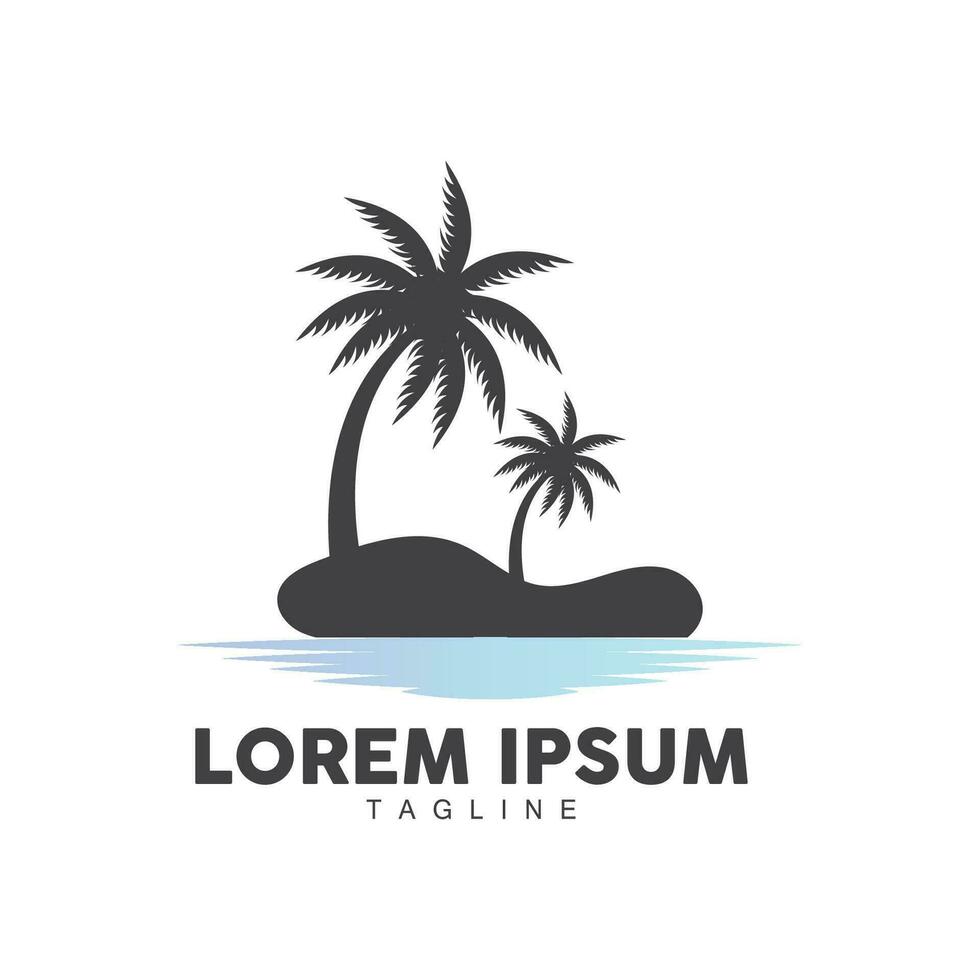 Coconut Tree Logo, Palm Tree Sunset Beach Vector, Elegant Minimalist Simple Design, Symbol Template Icon vector