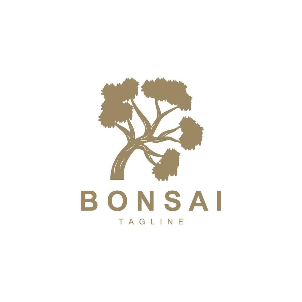 Bonsai Tree Logo. Simple Minimalist Silhouette Design, Plant Vector, Icon Illustration Element vector