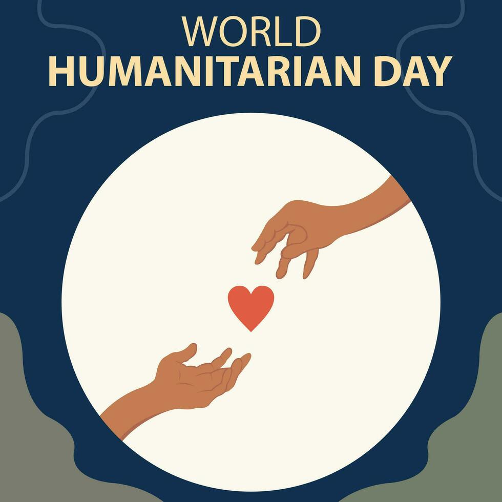 ilustración vector gráfico de mano dando corazón símbolo a otro mano, Perfecto para internacional día, mundo humanitario día, celebrar, saludo tarjeta, etc.