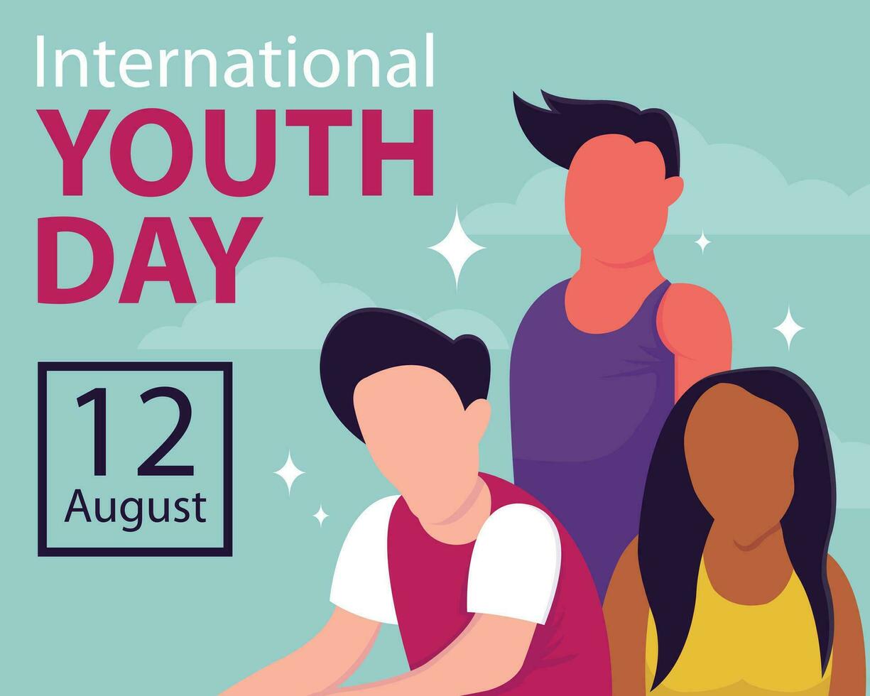 ilustración vector gráfico de joven personas reunido juntos, Perfecto para internacional día, internacional juventud día, celebrar, saludo tarjeta, etc.
