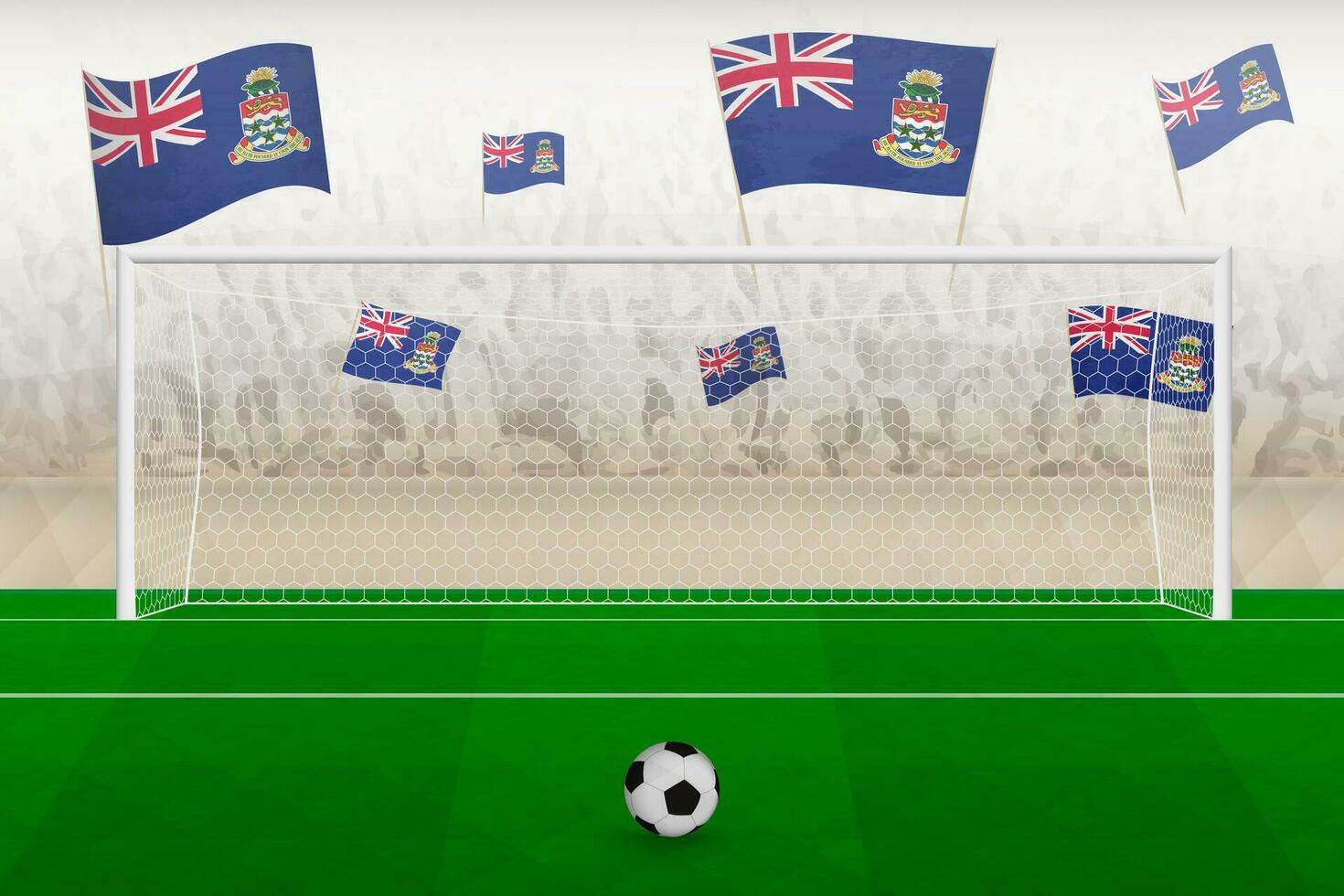 caimán islas fútbol americano equipo aficionados con banderas de caimán islas aplausos en estadio, multa patada concepto en un fútbol fósforo. vector