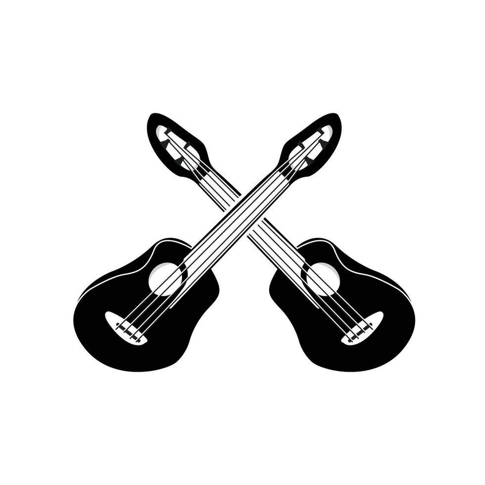 Guitar Logo, Ukulele Musical instrument Vector, Simple Silhouette Design vector