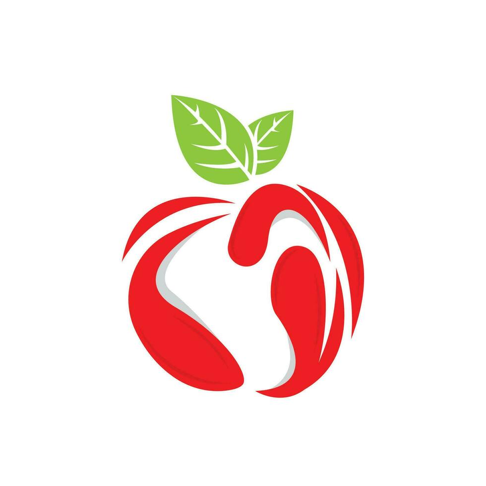 manzana logo. vector granja Fresco dulce rojo fruta, diseño con sencillo líneas, ilustración símbolo