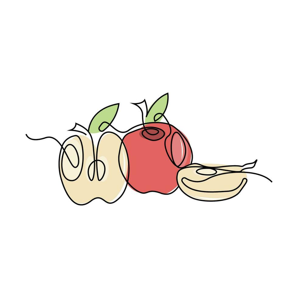 Apple logo. Vector Farm Fresh Sweet Red Fruit, Design With Simple Lines, Illustration Symbol