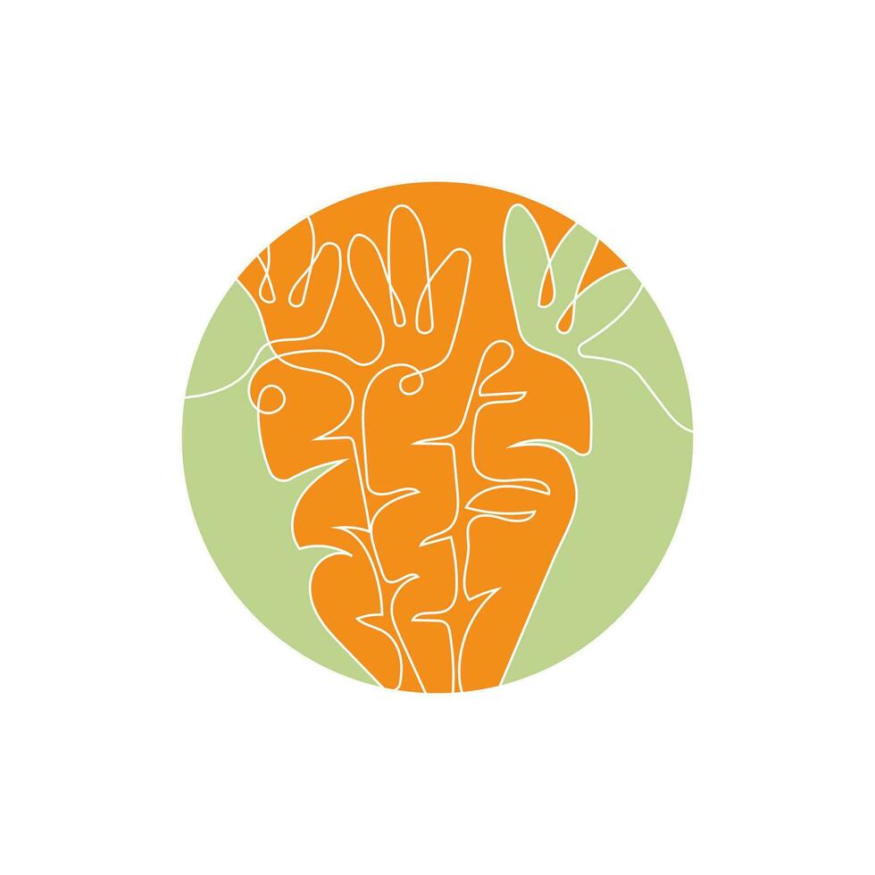 Carrot Logo, Vector Garden Farm Carrot Vegetables, Line Design, Template Illustration