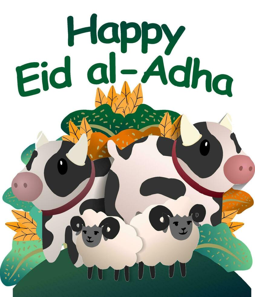 vacas y cabra ilustración vector adecuado para eid Alabama adha