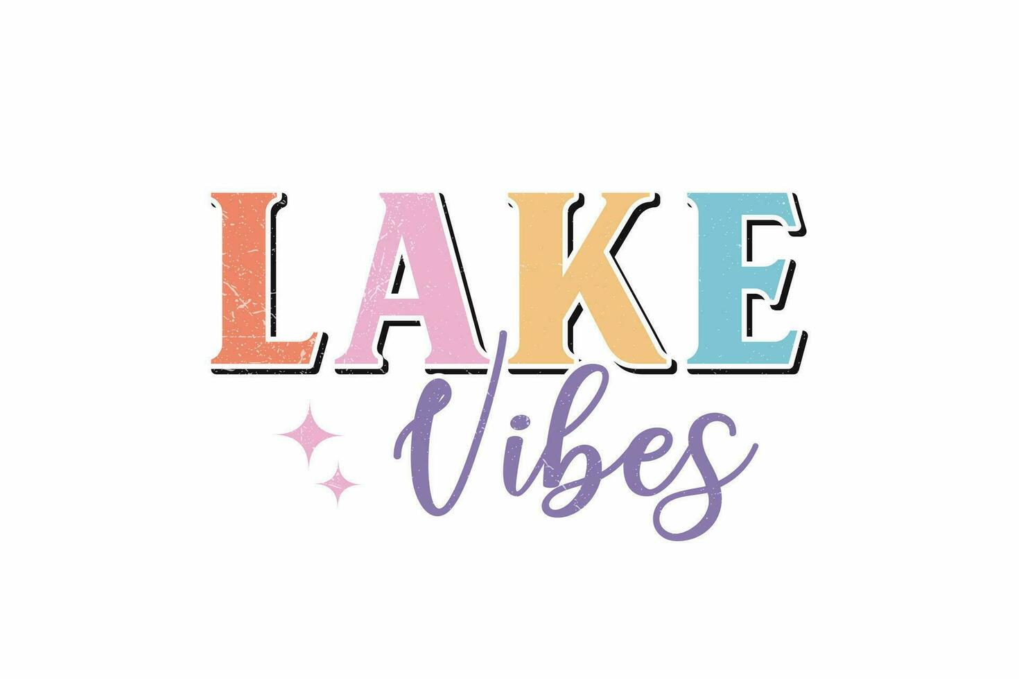 Lake Vibes typography Summer T shirt design vector