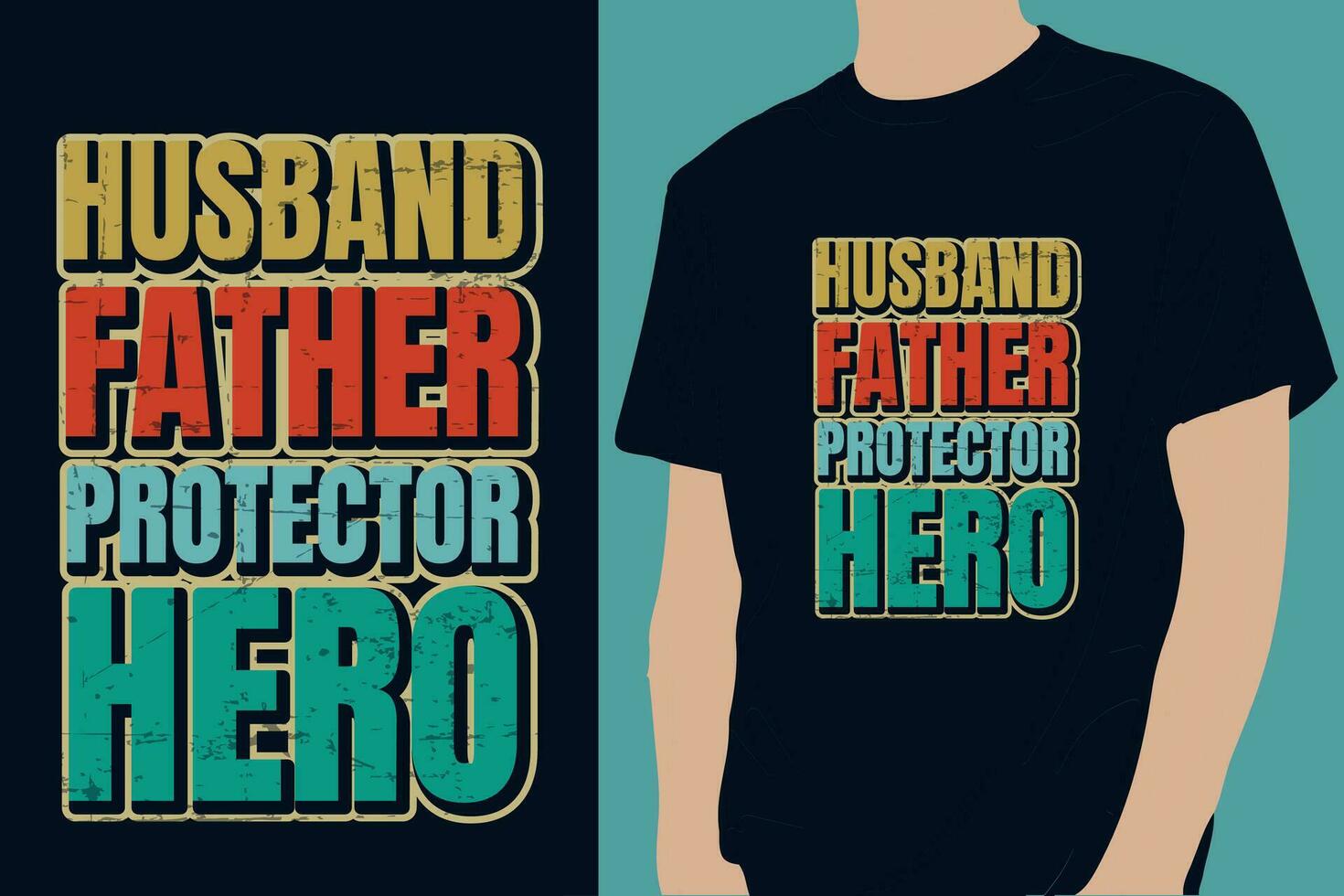 marido padre protector héroe t camisa diseño vector