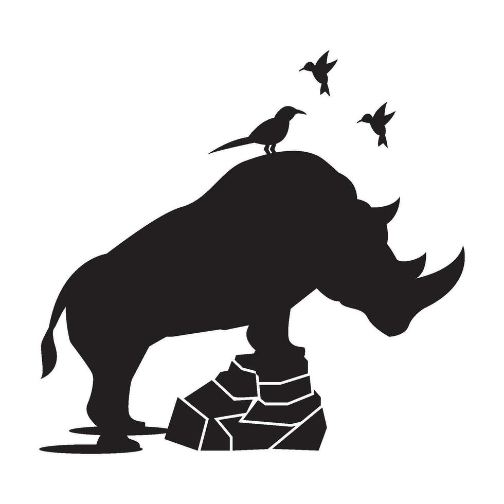 Rhino icon logo,illustration design template. vector