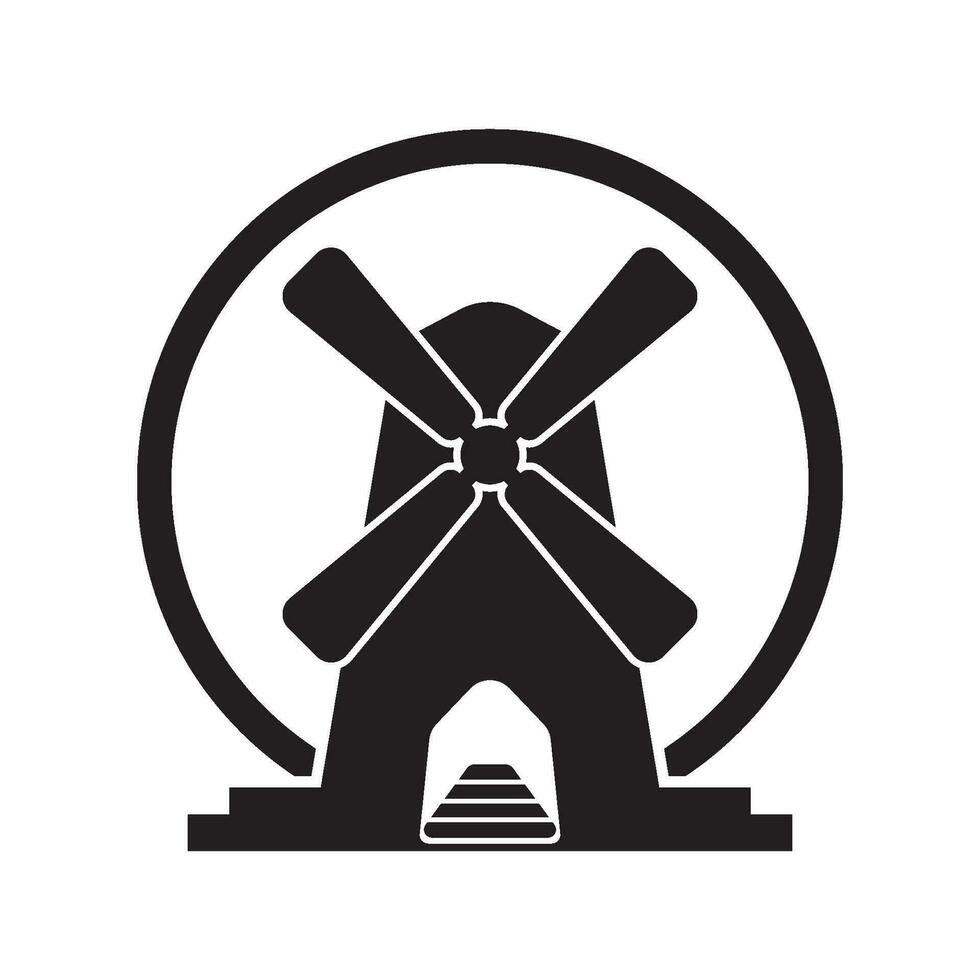 Windmill logo vector illustration flat design.