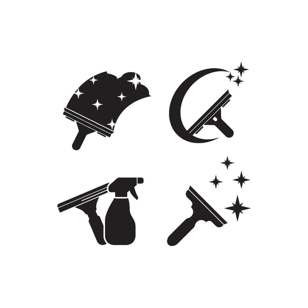 Glass cleaning tool icon logo illustration template design. vector
