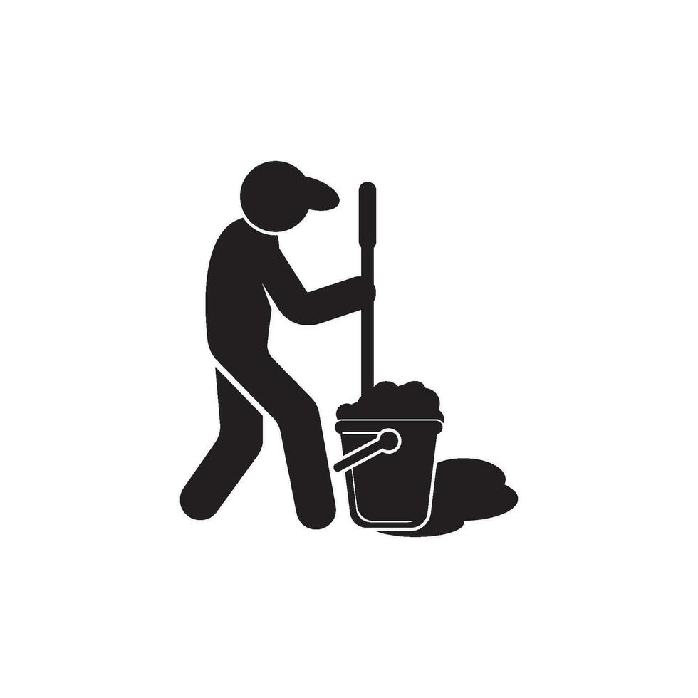 Mop and bucket cleaning vector isolated illustration