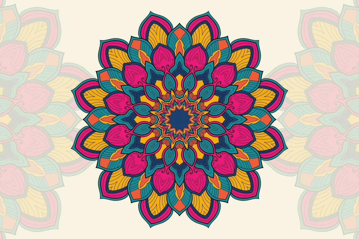 brillante colores mandala diseño o étnico mandala con vistoso tribal ornamento. creativo lujo decorativo redondo mandala antecedentes modelo con el colorante libro. vector