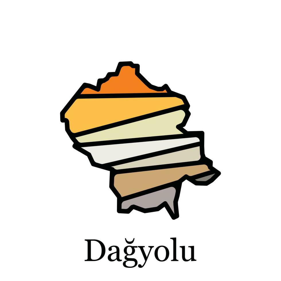 Dagyolu Map vector illustration, black lettering design on white background, design template
