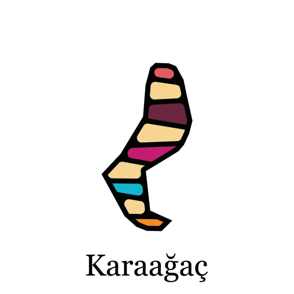 Karaagac map the state administrative subdivision of Turkey, creative design template vector