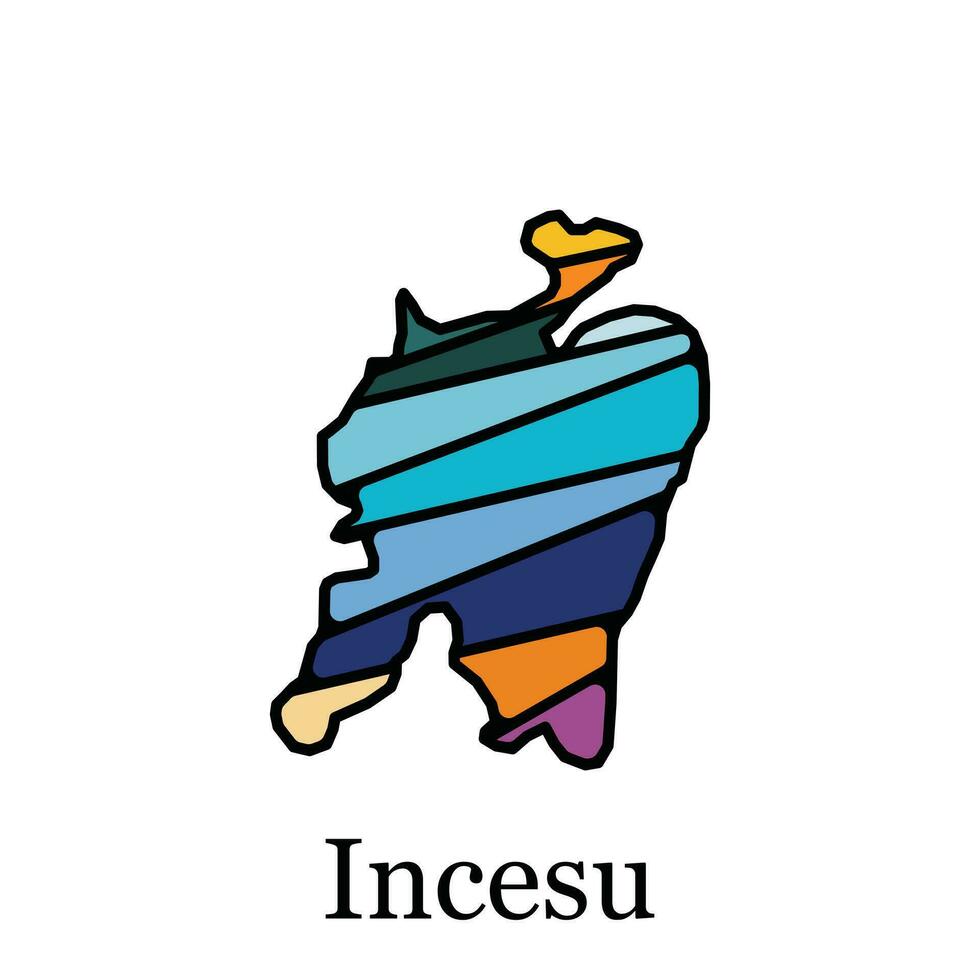 Incesu map the state administrative subdivision of Turkey, creative design template vector