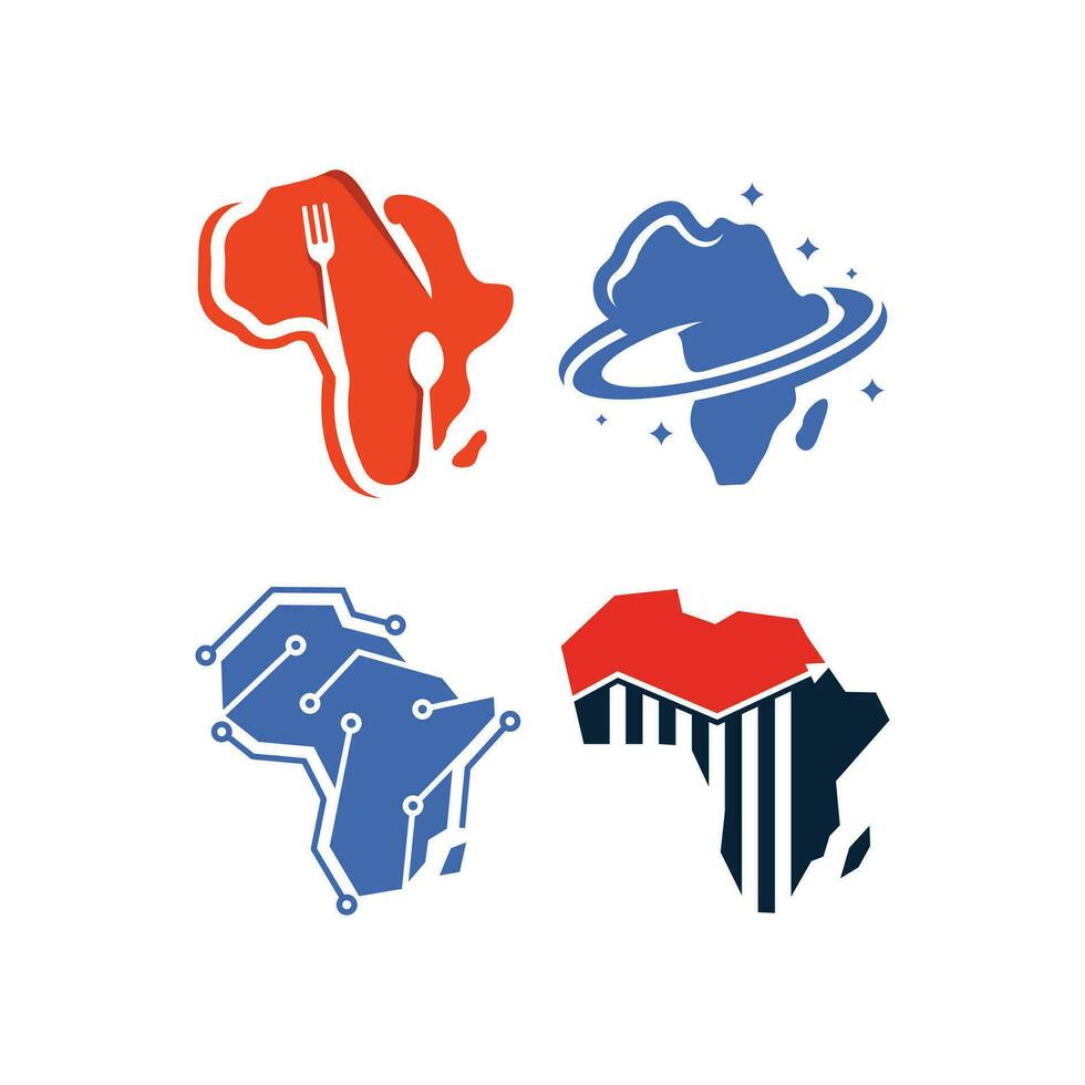 Set of Africa map logo design inspiration, element graphic illustration design template vector