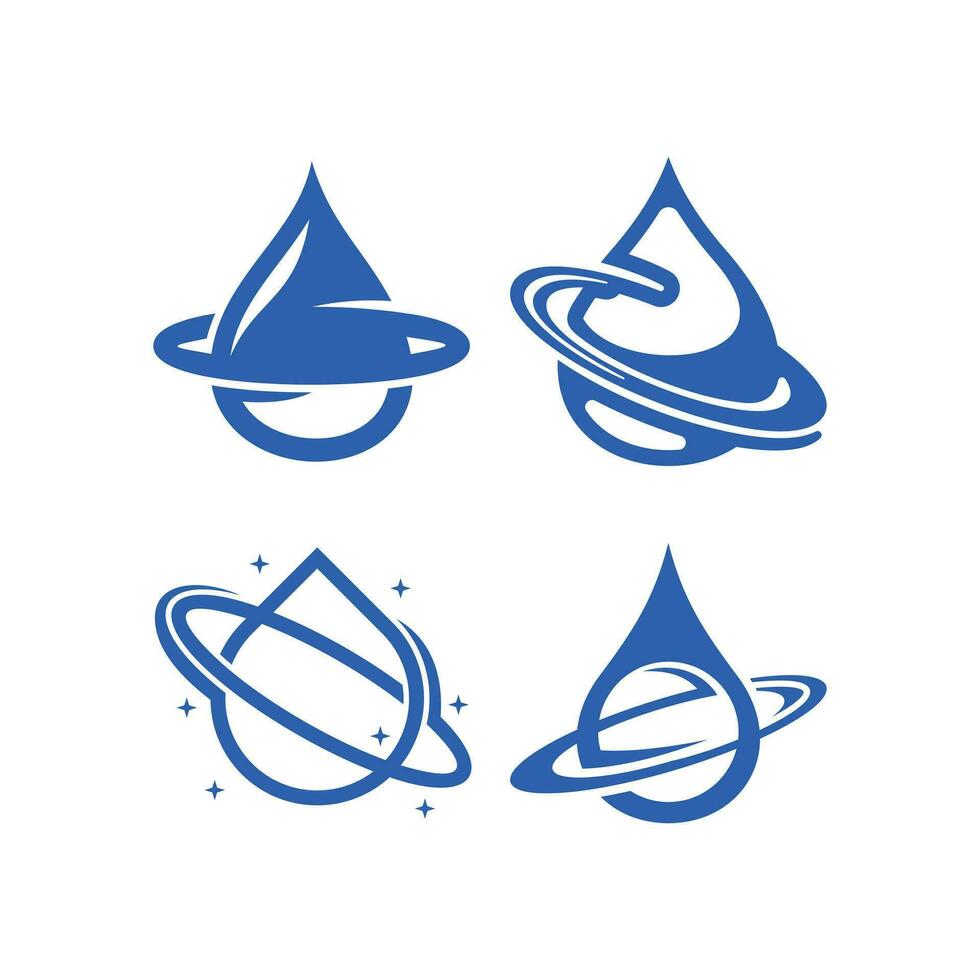 conjunto de agua planeta orbita vector ilustración diseño, logo diseño modelo para tu empresa