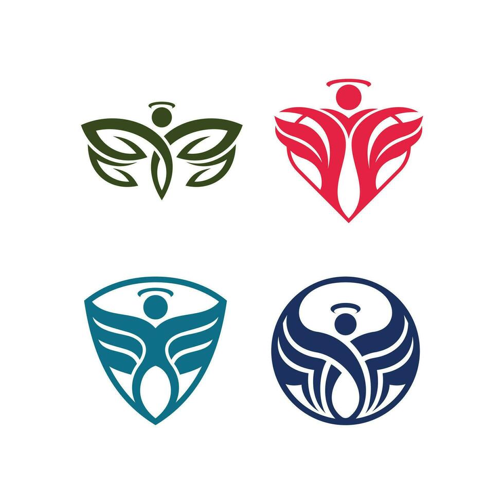 Set of Human Angel logo design template, element graphic illustration design vector