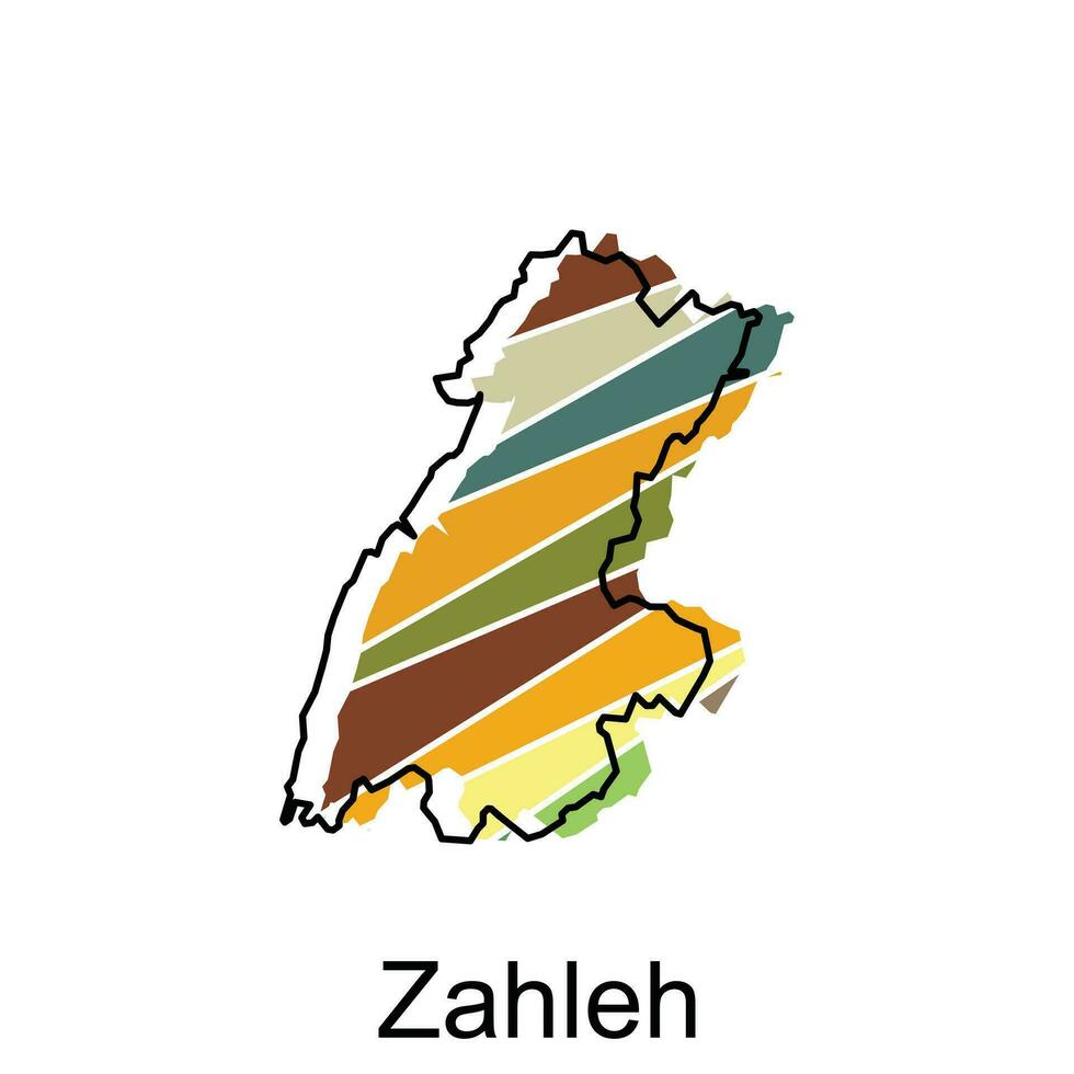 Map of Zahleh illustration design template, black lettering design on white background vector