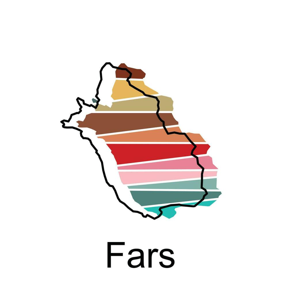 Map of Fars administrative, country of Iran departments with icons, illustration design template vector